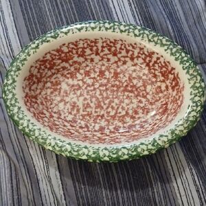 Green and Red Speckled Ceramic Bowl